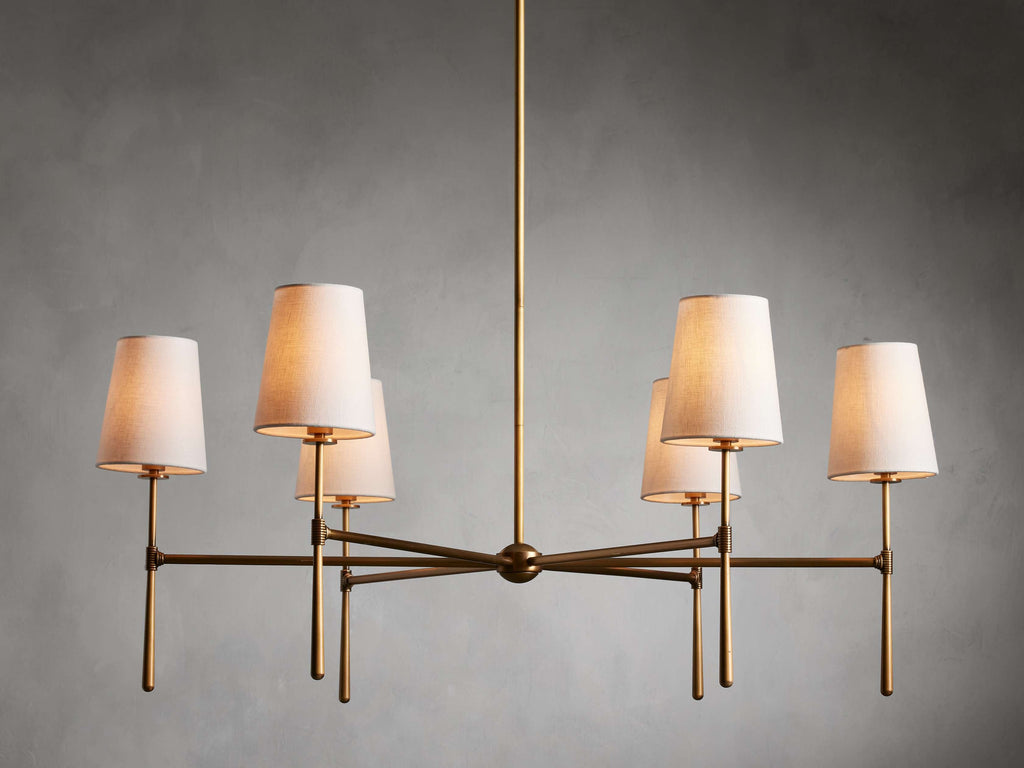 Rhodes Mid-Century Linen Shade Round Chandelier