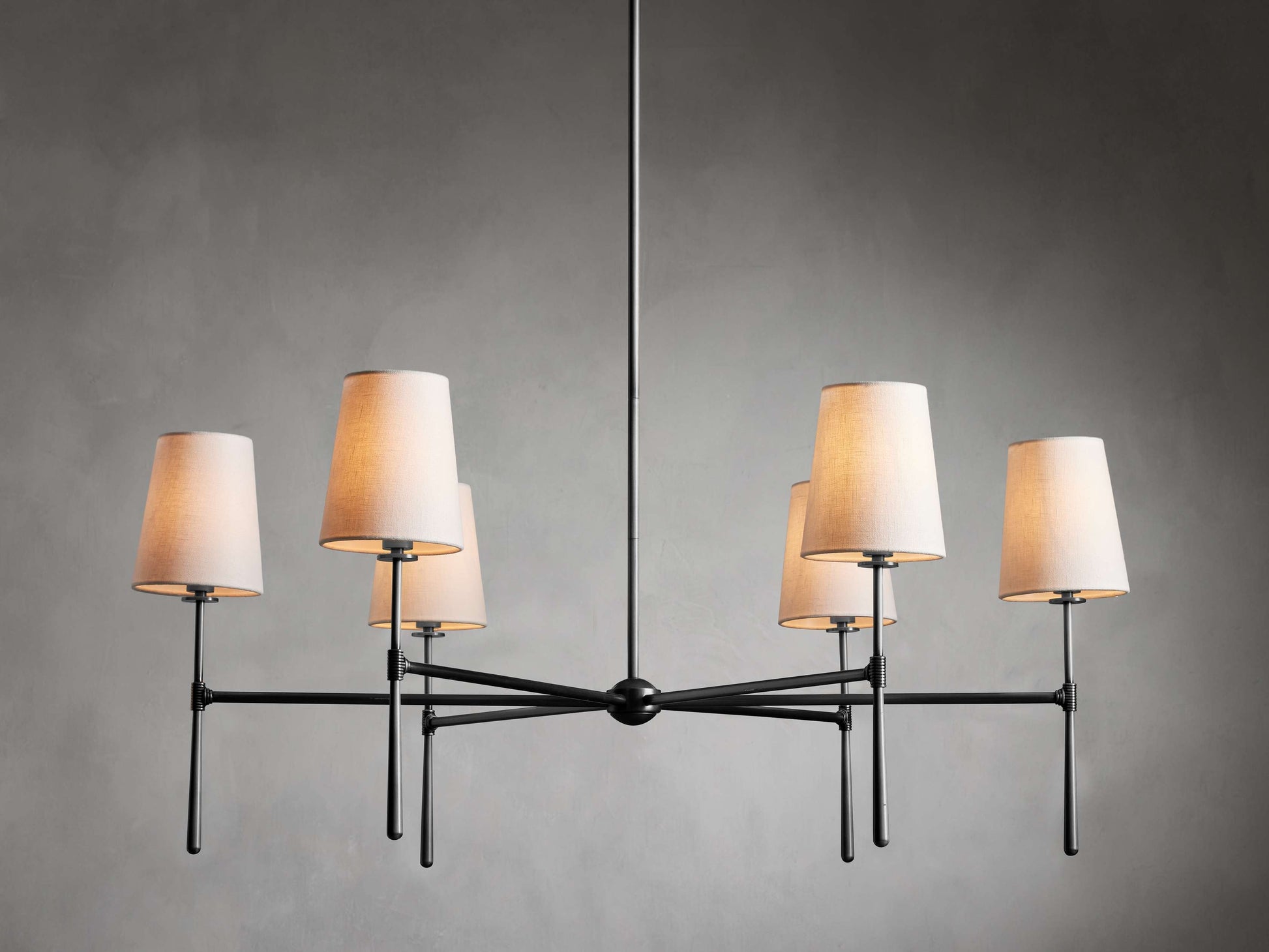 Rhodes Mid-Century Linen Shade Round Chandelier