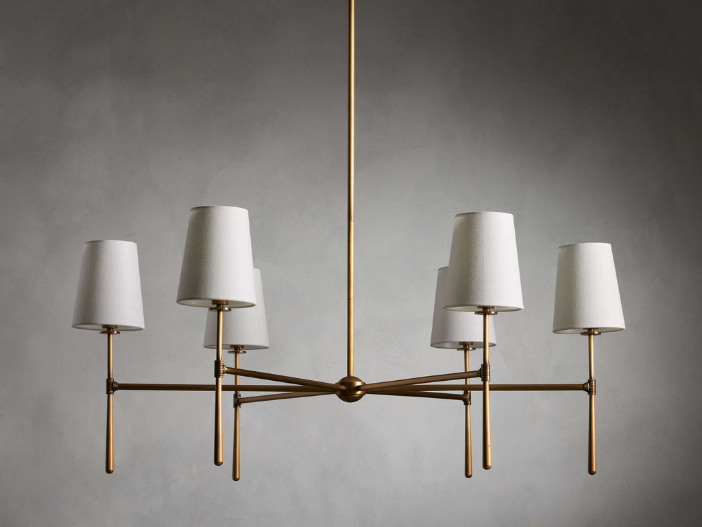 Rhodes Mid-Century Linen Shade Round Chandelier
