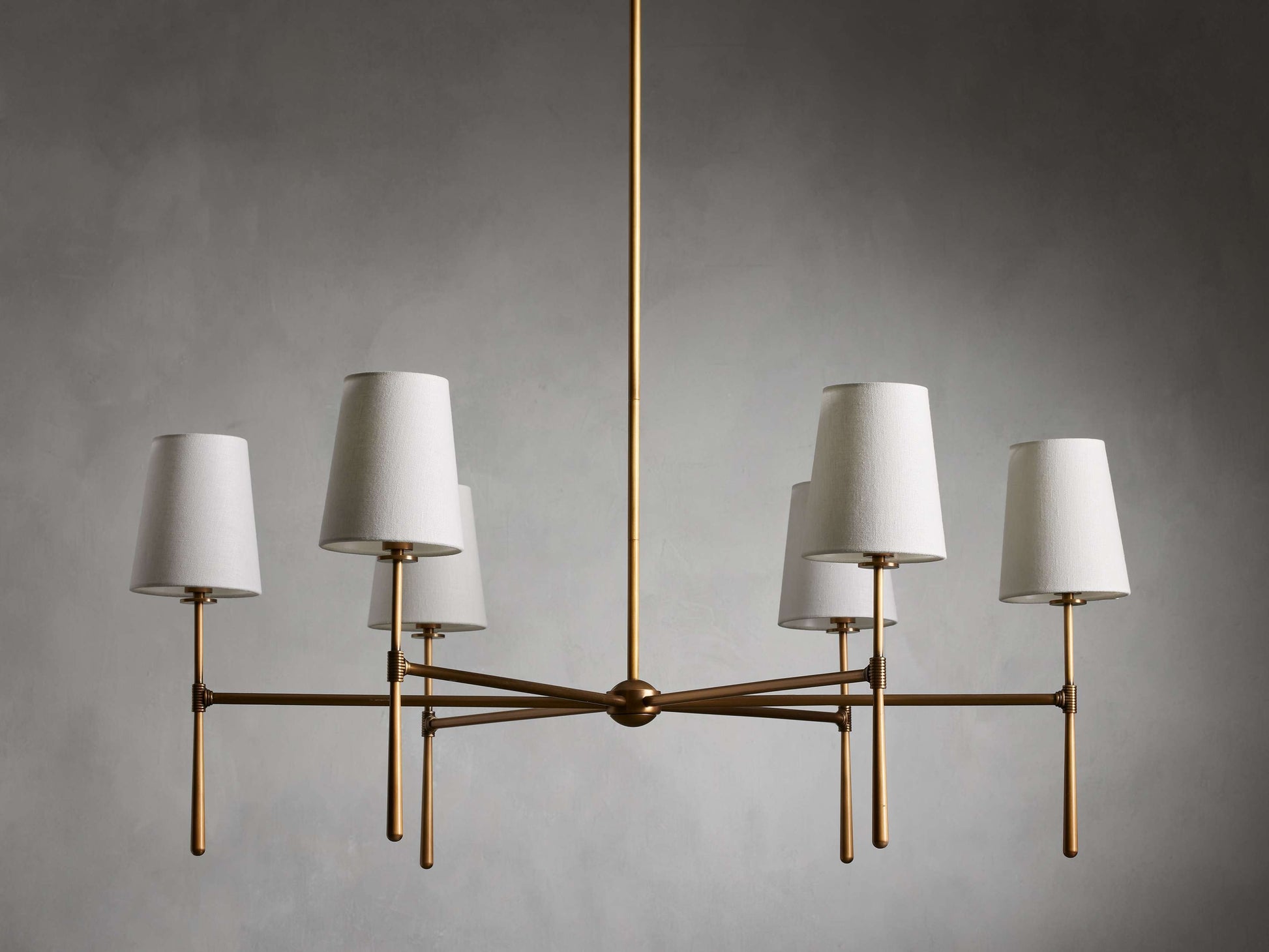 Rhodes Mid-Century Linen Shade Round Chandelier
