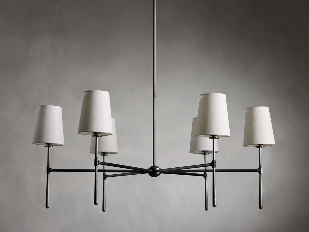 Rhodes Mid-Century Linen Shade Round Chandelier