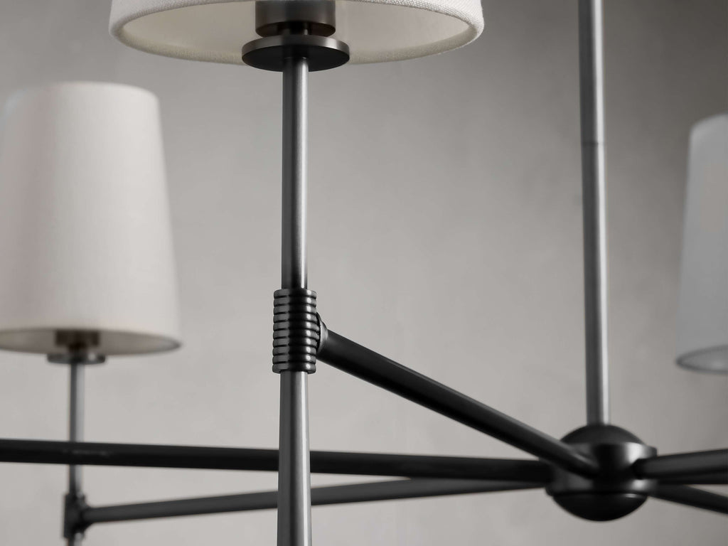 Rhodes Mid-Century Linen Shade Round Chandelier