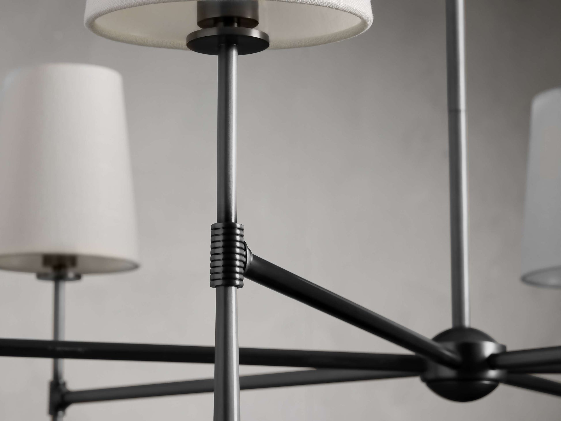 Rhodes Mid-Century Linen Shade Round Chandelier