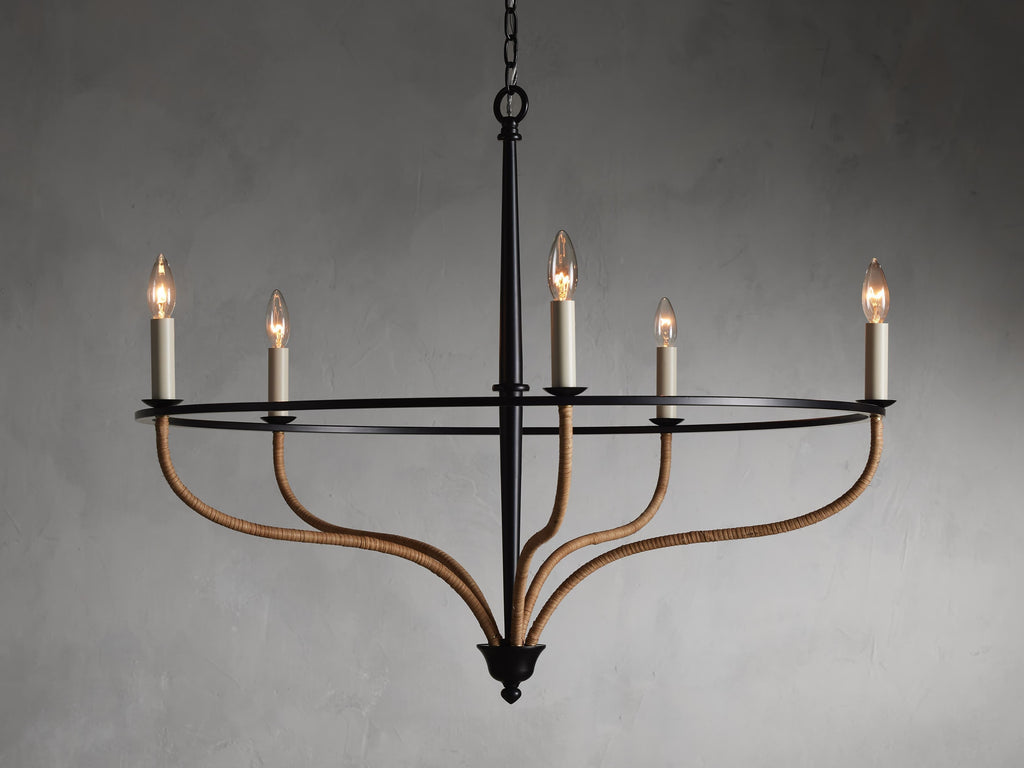 Rosalind Black Rattan Chandelier