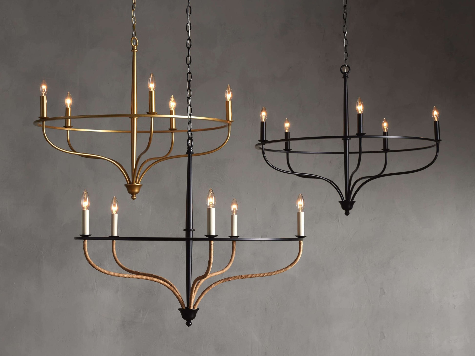 Rosalind Black Rattan Chandelier