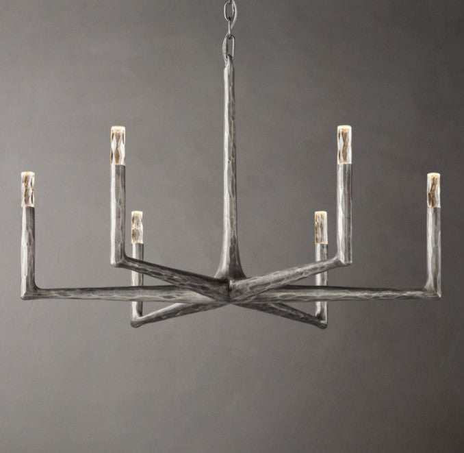 Thaddeus Forged Metal Round Chandelier