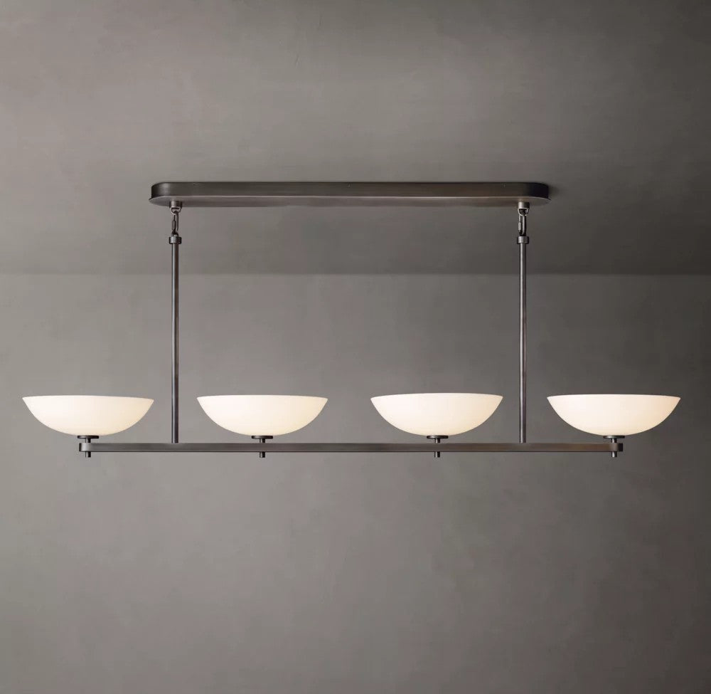 Vernet Brass and Porcelain Linear Chandelier