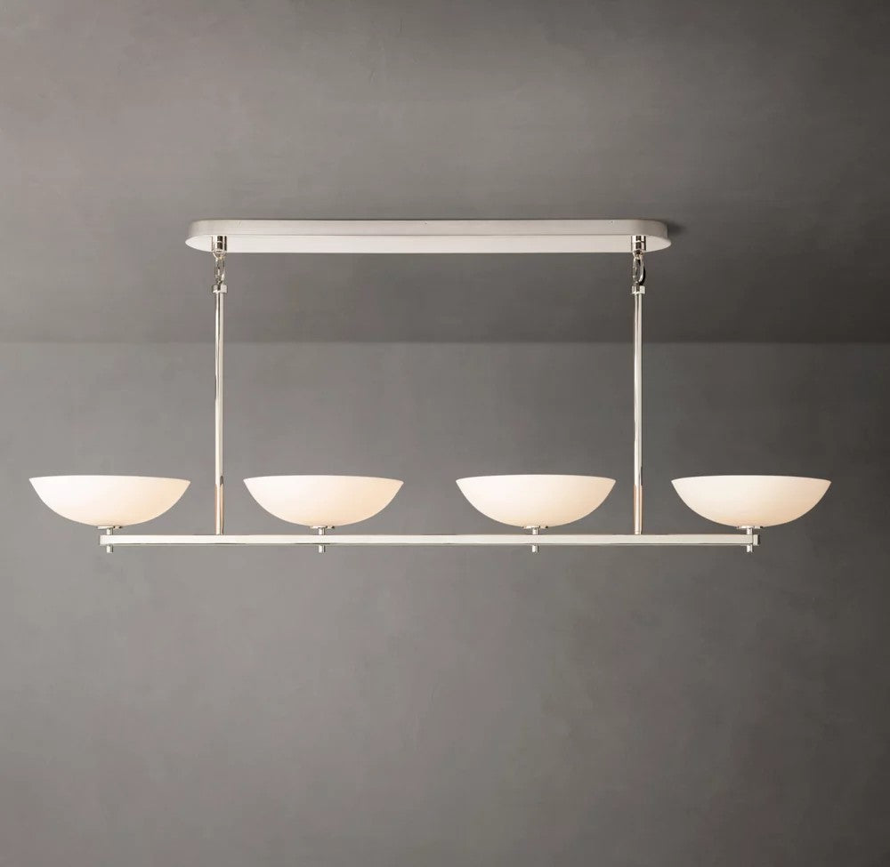 Vernet Brass and Porcelain Linear Chandelier