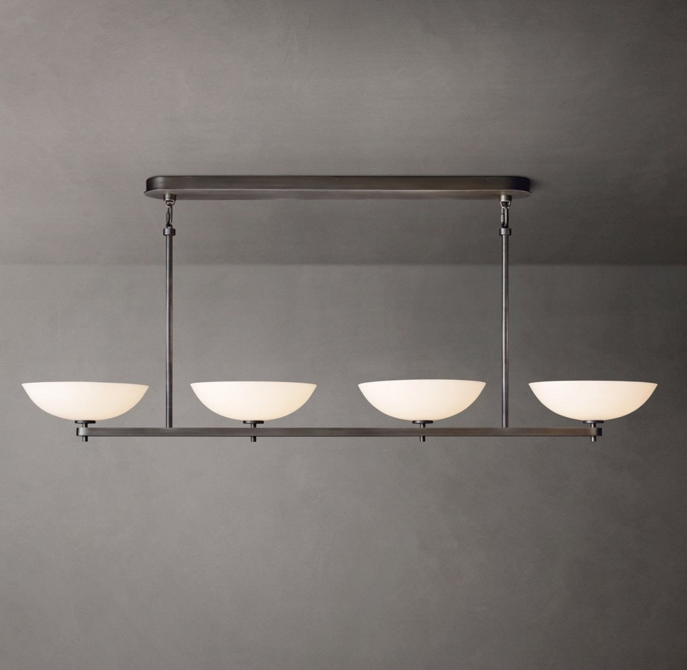 Vernet Brass and Porcelain Linear Chandelier