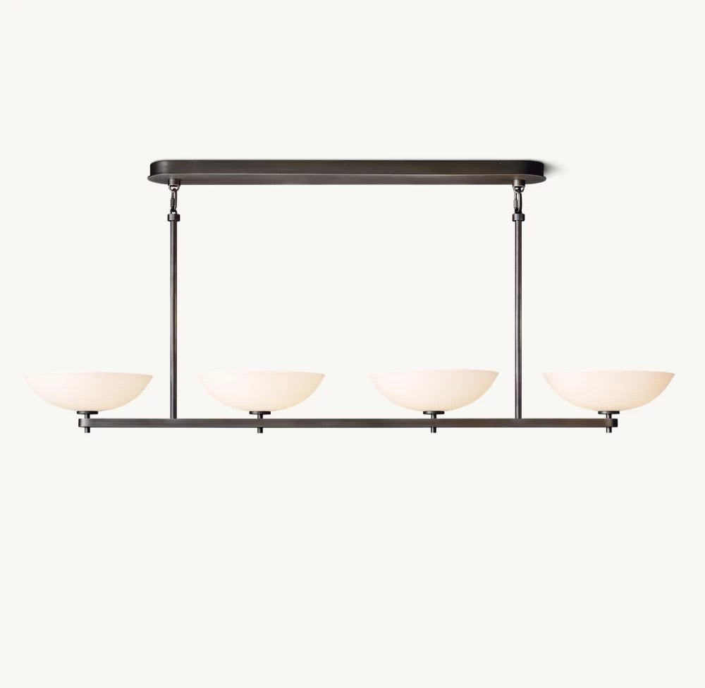 Vernet Brass and Porcelain Linear Chandelier
