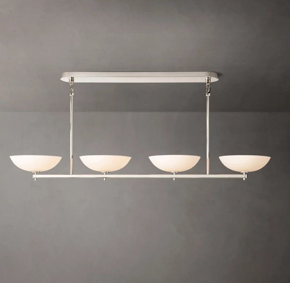 Vernet Brass and Porcelain Linear Chandelier