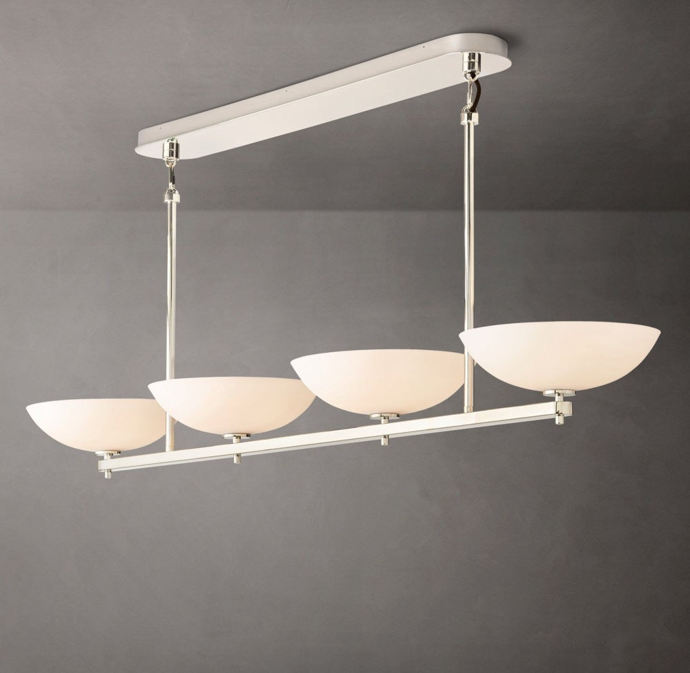 Vernet Brass and Porcelain Linear Chandelier