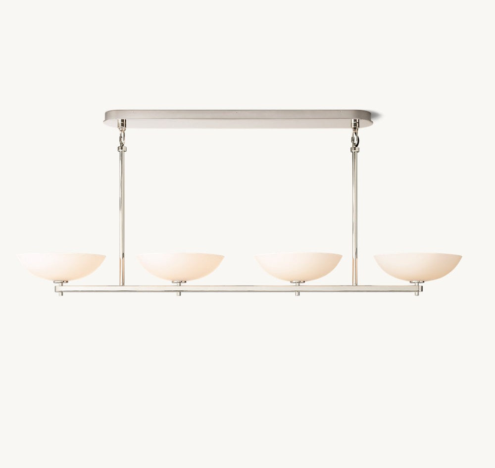 Vernet Brass and Porcelain Linear Chandelier