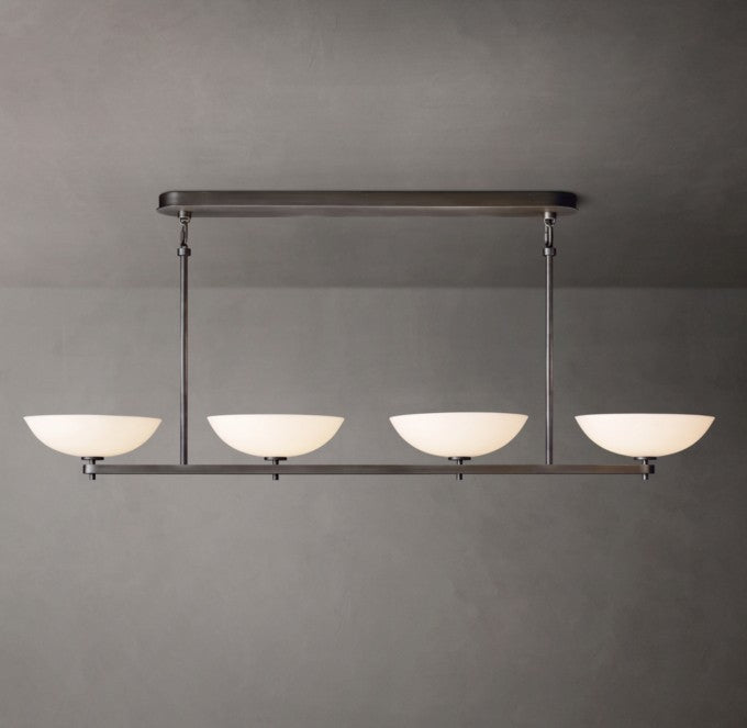 Vernet Brass and Porcelain Linear Chandelier