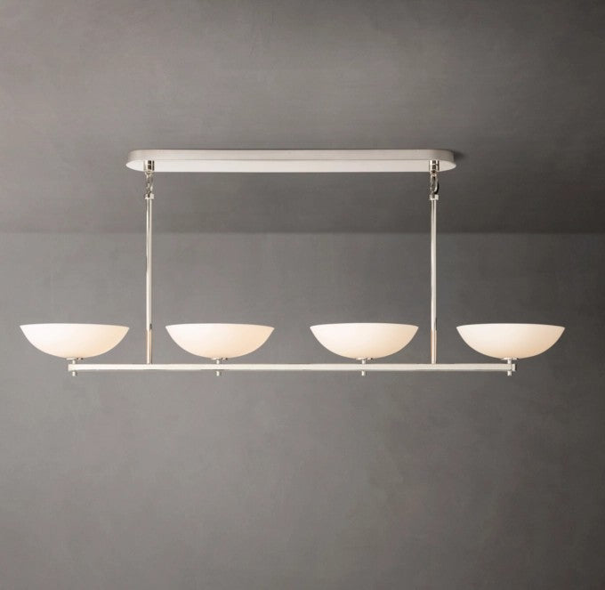 Vernet Brass and Porcelain Linear Chandelier